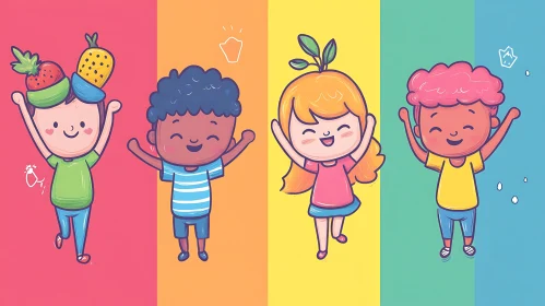 Colorful Children Cartoon Art