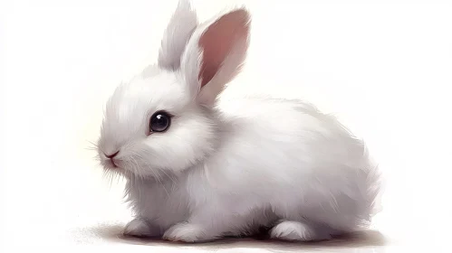 Adorable White Rabbit Portrait AI Image