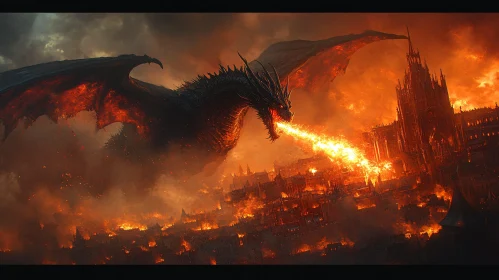 Inferno Breath: Dragon's Fury Over the City