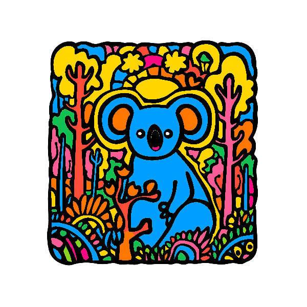 POD Design Colorful Koala Design for T-Shirt Art