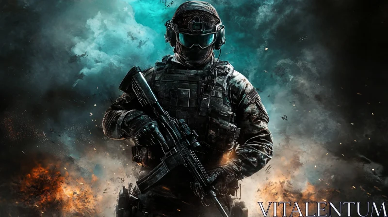 Warrior in Military Gear AI Image