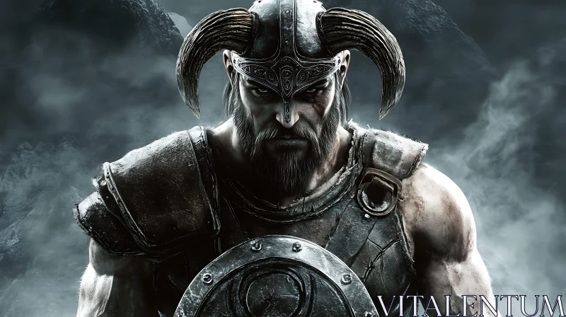 Horned Helmet Viking Warrior Image AI Image