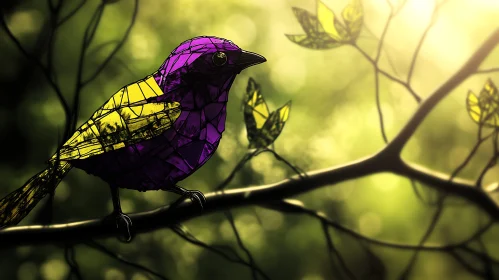 Colorful Bird Art on a Branch