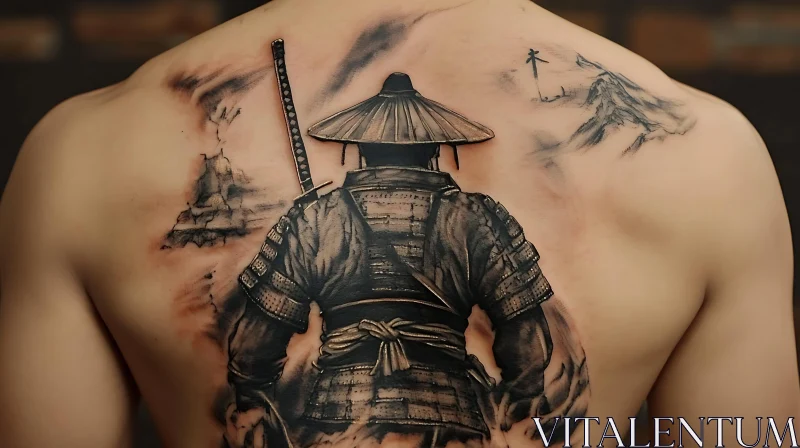 Back Tattoo of Samurai Warrior AI Image