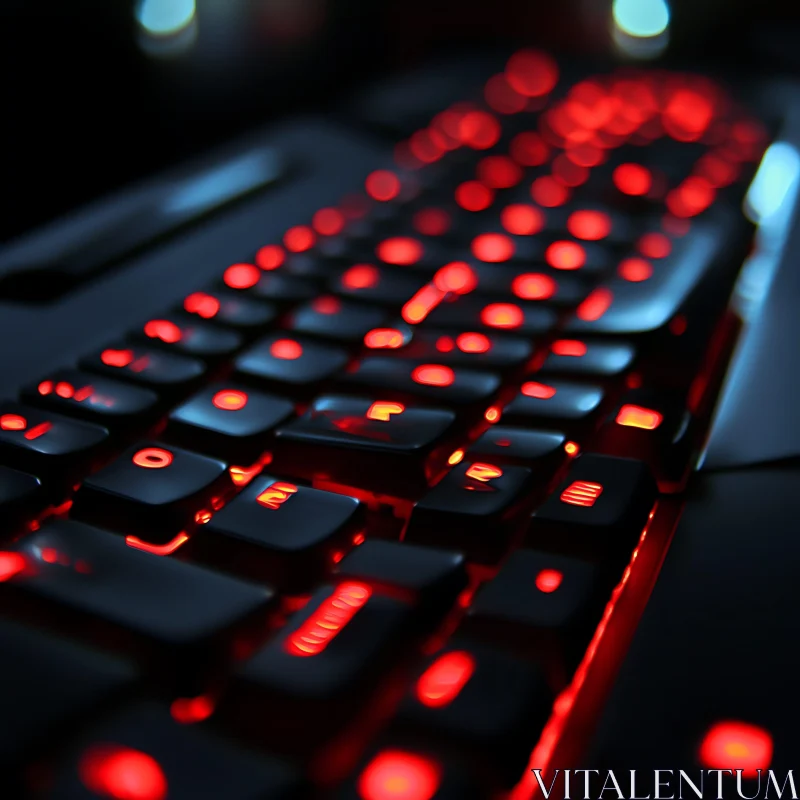 Red Illuminated Keyboard Close-Up AI Image