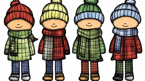 Winter Kids Cartoon Illustration