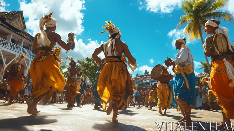 AI ART Cultural Dance Celebration Under Blue Sky