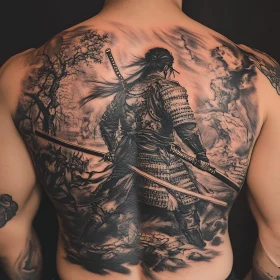 Back Tattoo of a Samurai Warrior