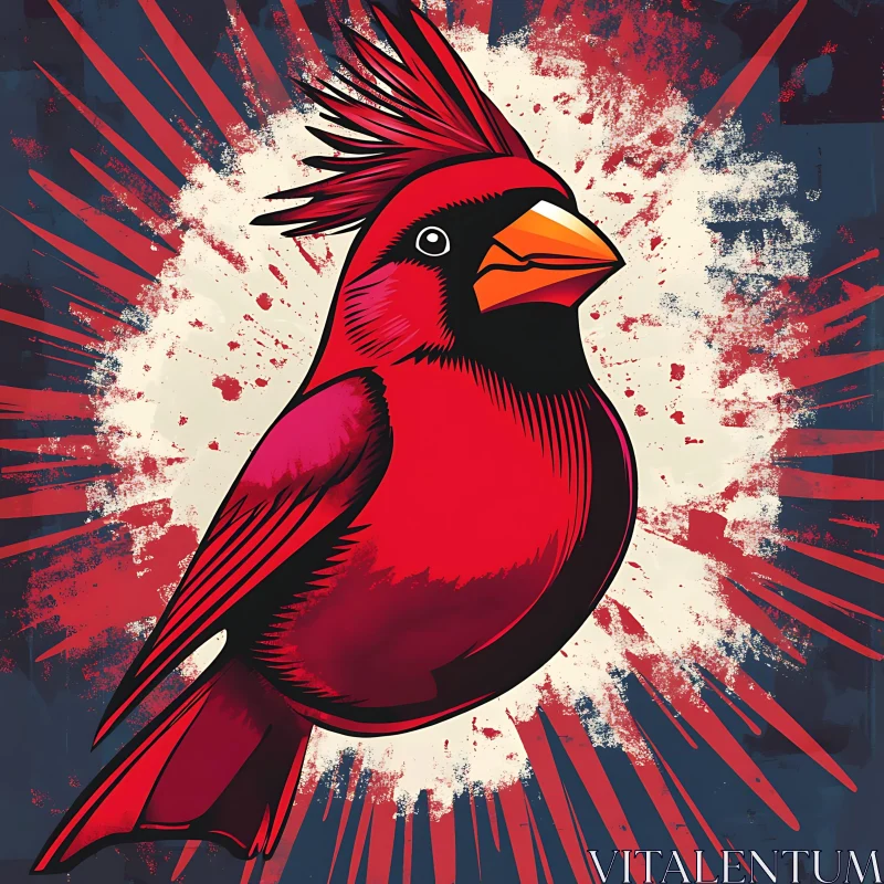 Striking Cardinal Bird Artwork AI Image