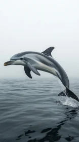 Graceful Dolphin Jumping at Sea