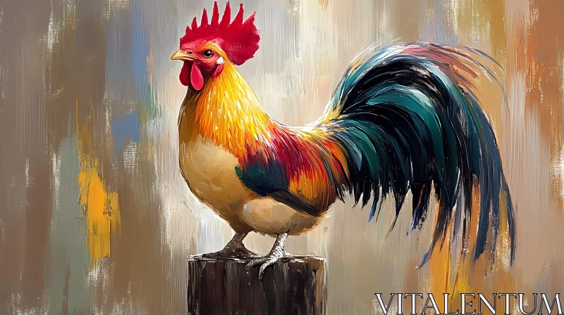 AI ART Colorful Rooster Painting