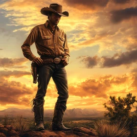 Western Cowboy at Dusk