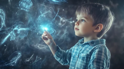 Boy with Magic Light: A Portrait of Wonder