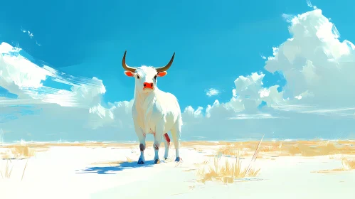 Bull in Open Desert Art