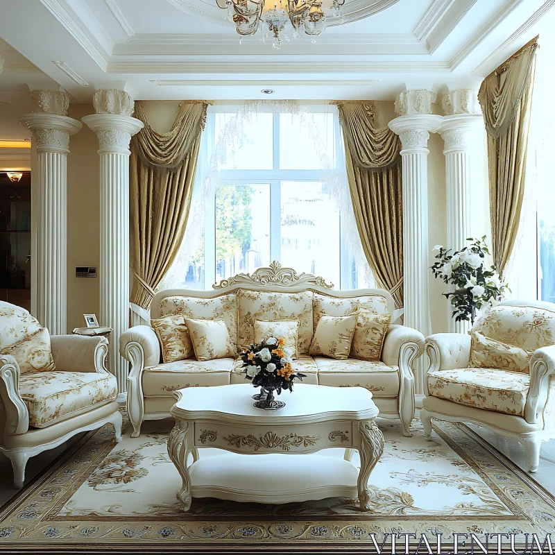 AI ART Luxurious Living Room Interior Design