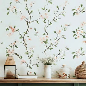 Elegant Interior with Floral Wallpaper