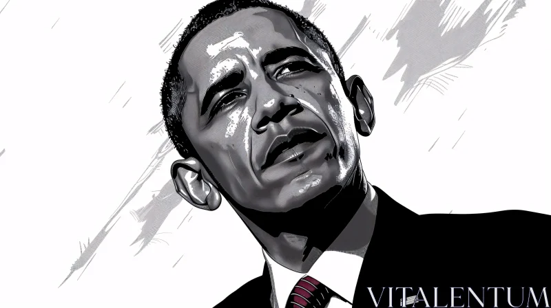 AI ART Monochrome Portrait of Barack Obama