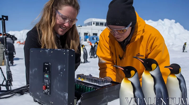 AI ART Scientists and Penguins on Ice