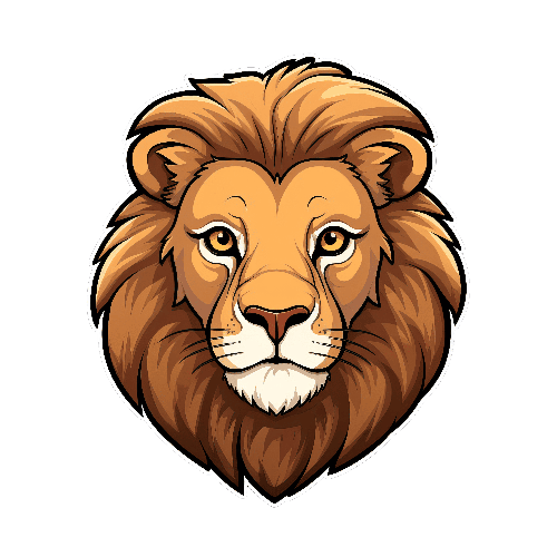 Cartoon Lion Head Illustration for Apparel