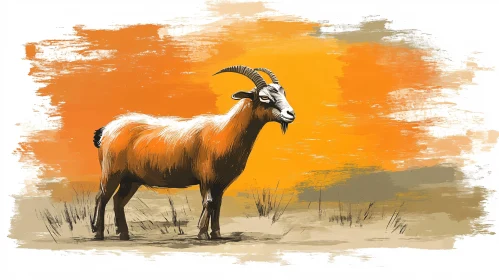 Goat in Artistic Landscape