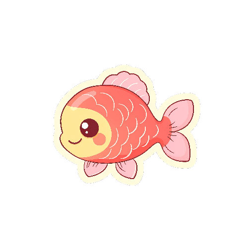 POD Design Charming Cartoon Goldfish with Sparkly Eyes and Pink Fins