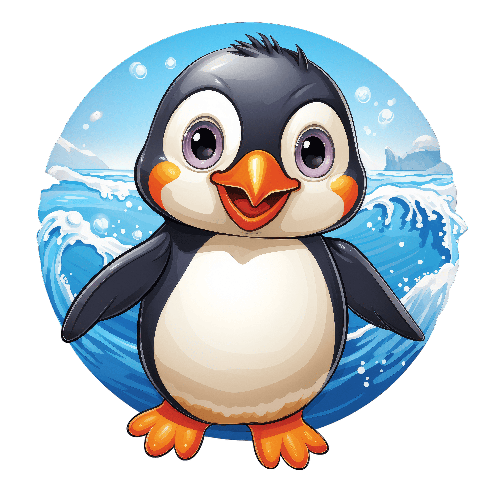 Cheerful Cartoon Penguin with Tuxedo on Transparent Background