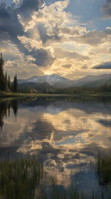 Peaceful Mountain Lake at Sunset