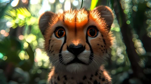 Young Cheetah in Sunlit Jungle