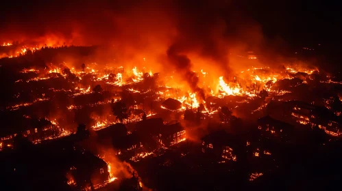Nighttime Wildfire Devastation
