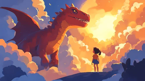Child and Dragon Friendship Art