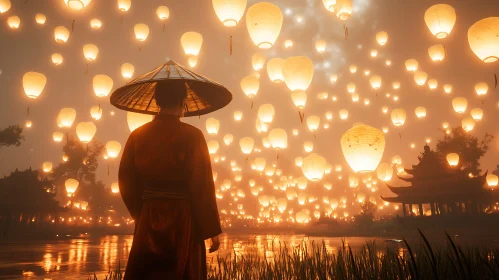 Floating Lanterns at Night