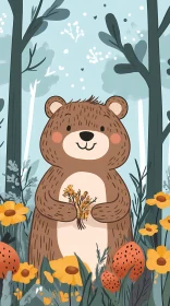 Whimsical Forest Bear Illustration