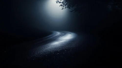 Night Road With Fog