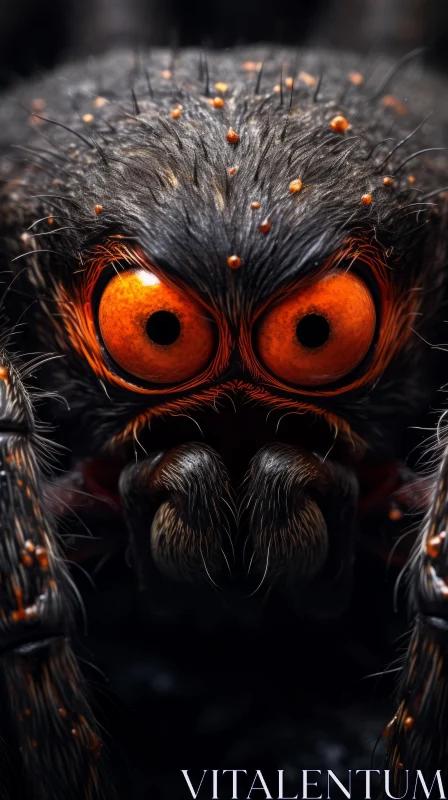 Humorously Distorted Spider with Orange Eyes Artwork AI Image