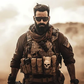 Bearded Soldier in Tactical Gear