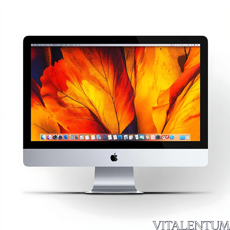 iMac Display with Vibrant Leaf Pattern