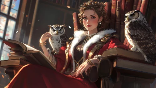 Queen of Knowledge with Wise Owls