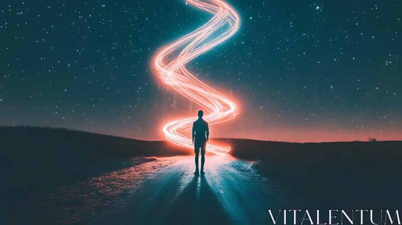 Night Sky Light Painting Silhouette