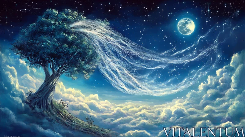 Moonlit Tree Above The Clouds