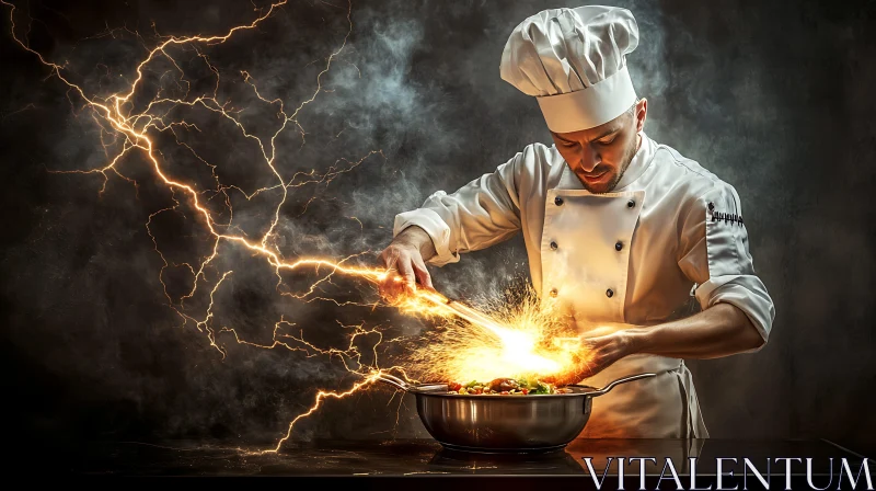 Chef Cooking with Lightning
