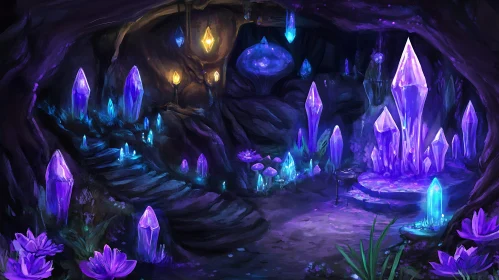 Enchanted Cave of Glowing Crystals