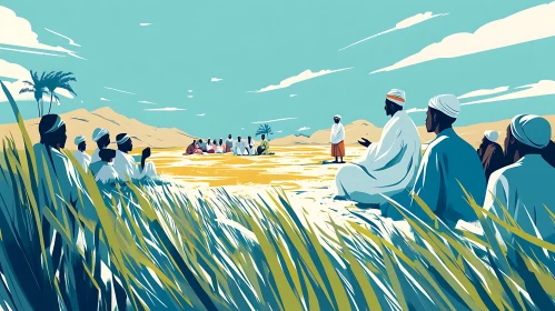 People Gathering in Desert