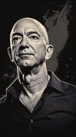 Intense Jeff Bezos Portrait in Monochrome