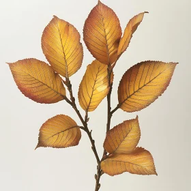 Autumnal Branch with Golden Foliage