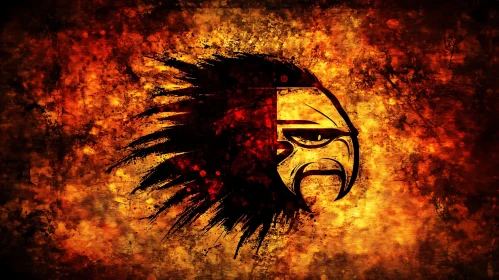 Fiery Eagle Grunge Style Illustration