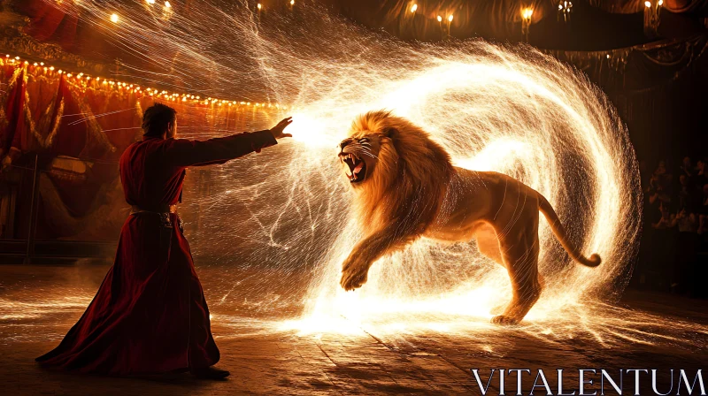 AI ART Lion's Fiery Leap