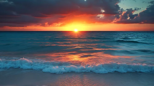 Seascape Sunset with Clouds