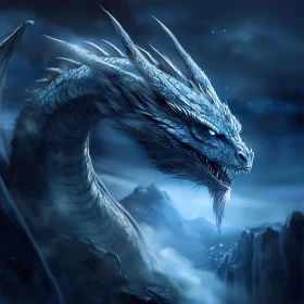 Ice Dragon in a Mystical Landscape
