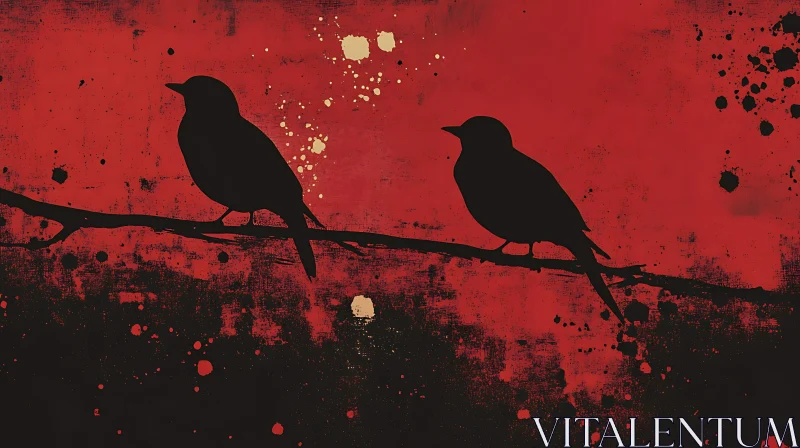 Silhouette Birds Red Background