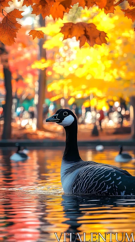 Colorful Autumn Foliage with Goose